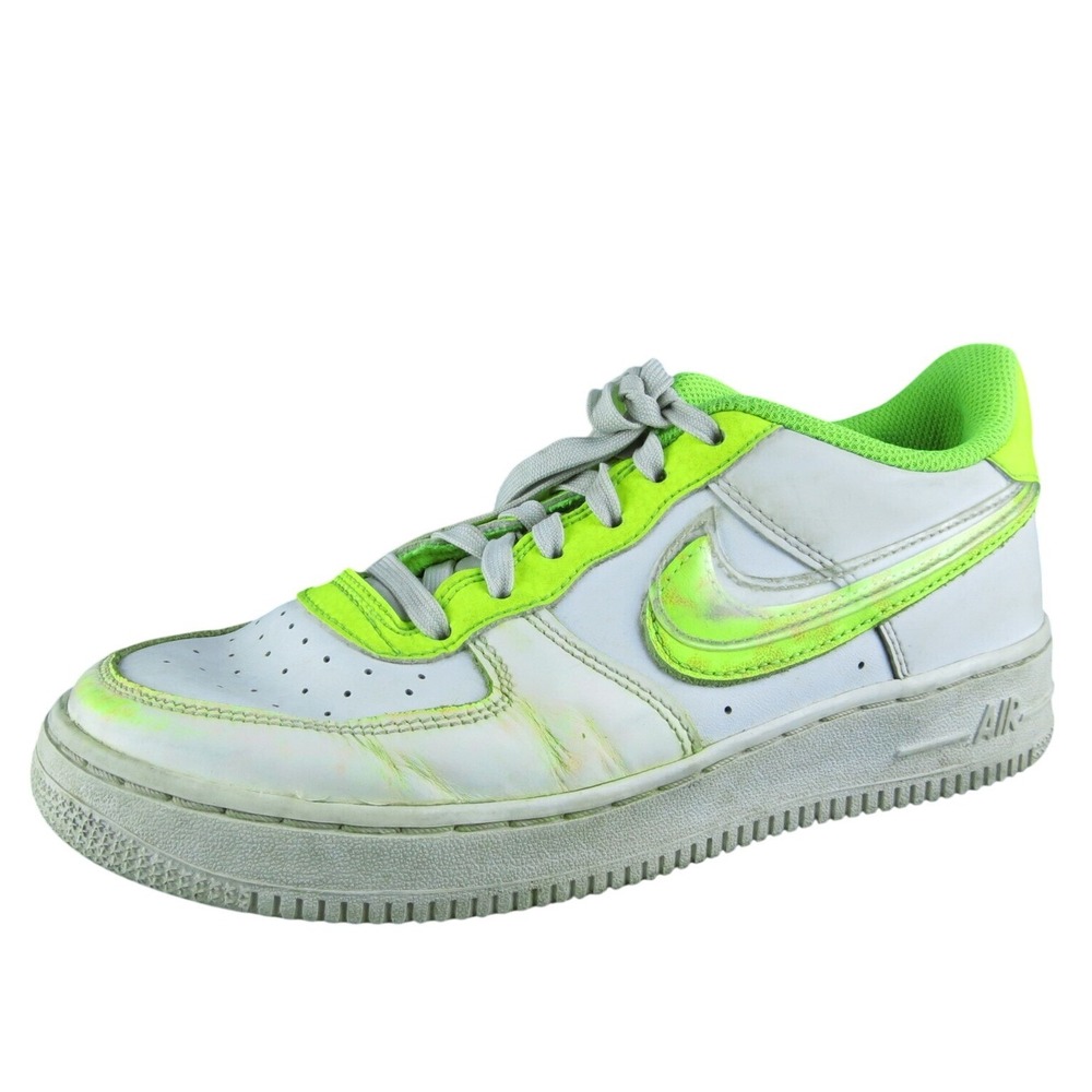 Nike Boys Sneaker Shoes Sz Y 5 Medium Athletic White Leather Lace Up